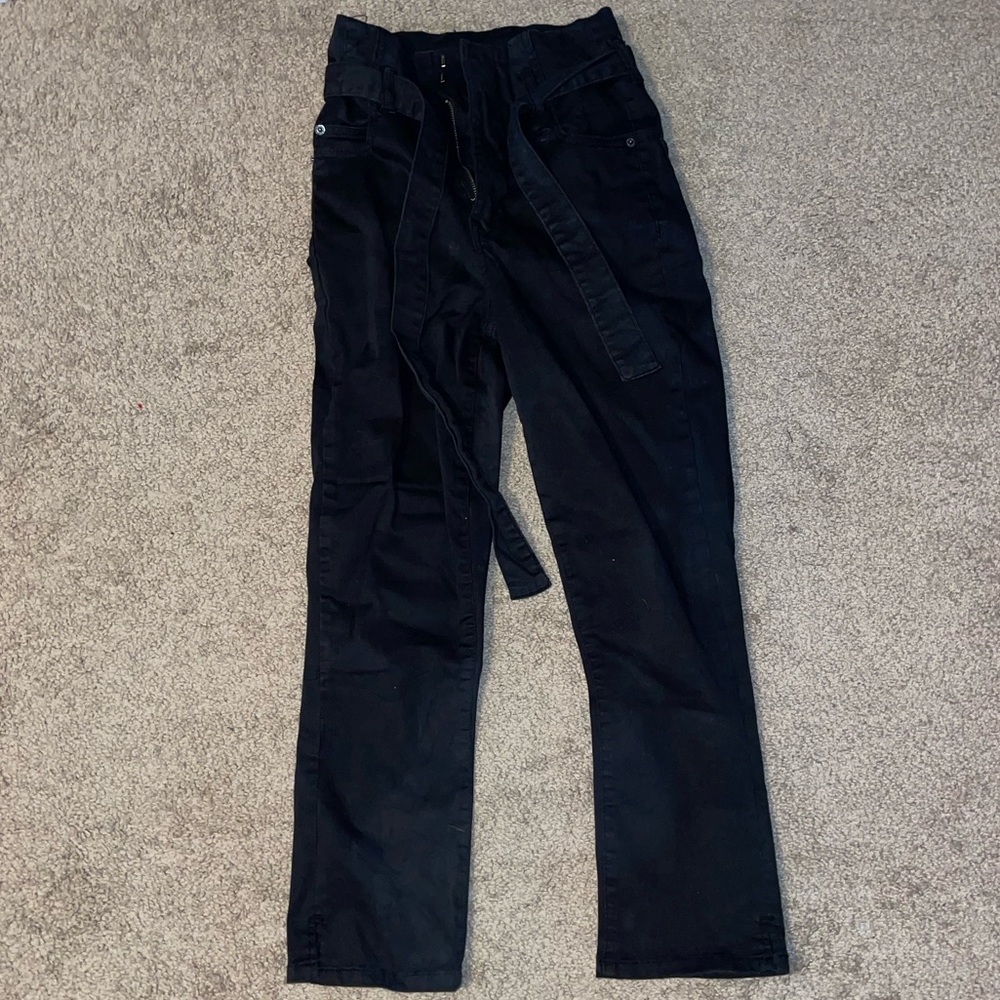 Black pants with belt